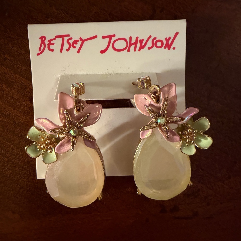 Betsey Johnson Pastel Floral Drop Earrings